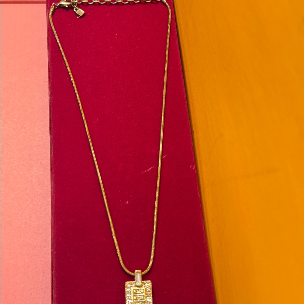 Givenchy Gold and Silver Square Pendant Necklace - Picture 8 of 14